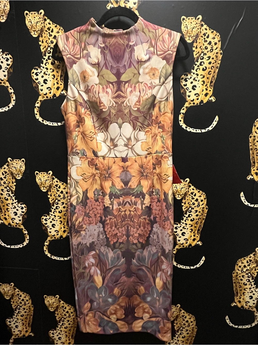 ASOS Floral Midi Sheath Dress in Lavender, Yellow and Cream
